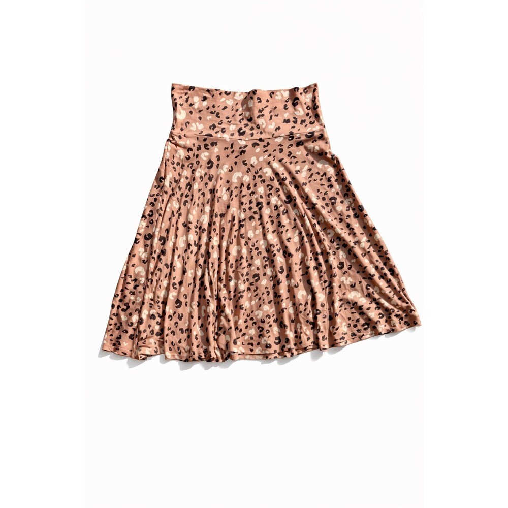 Acting Pro Leopard Print Skater Skirt High Waisted Flowy Stretch Womens